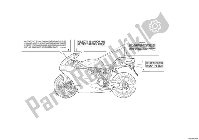 Toutes les pièces pour le étiquettes D'avertissement Usa du Ducati Superbike 999 S USA 2005